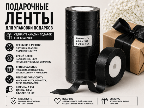 Подарочные ленты (чёрные)